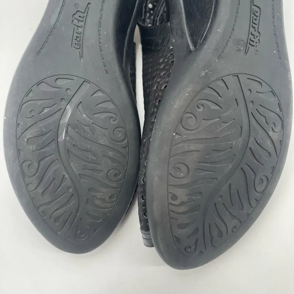 EARTH Calla Wedge Sandals Size 8 Black Perforated Leather Suede Casual Comfort